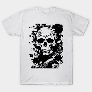 gothic skull with flowers T-Shirt